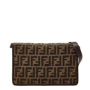 Fendi Zucca Shoulder Bag in Brown Canvas and Leather for Women